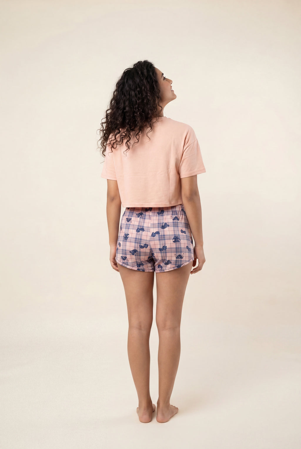 Cropped Tee & Plaid Shorts Set