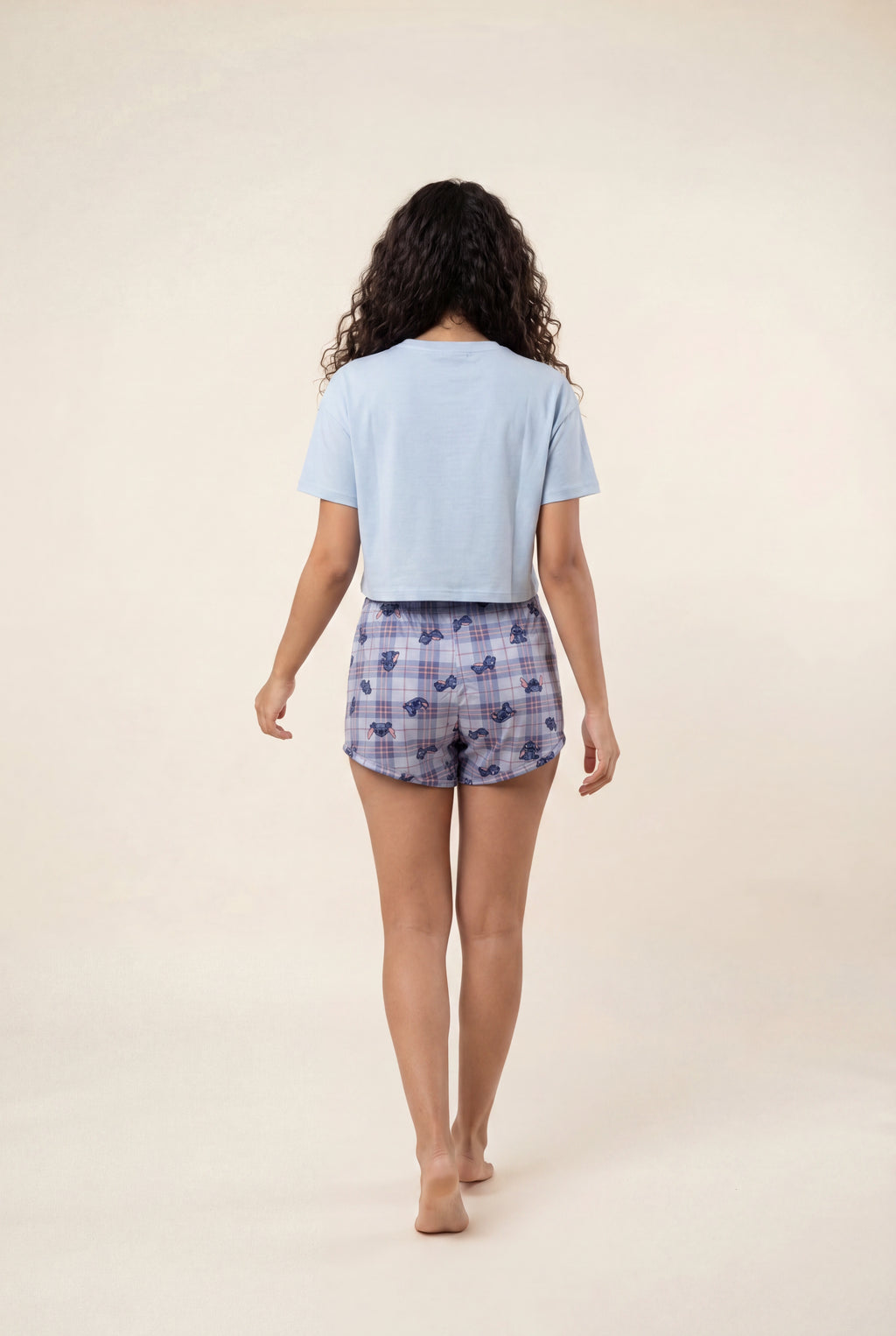 Cropped Tee & Plaid Shorts Set