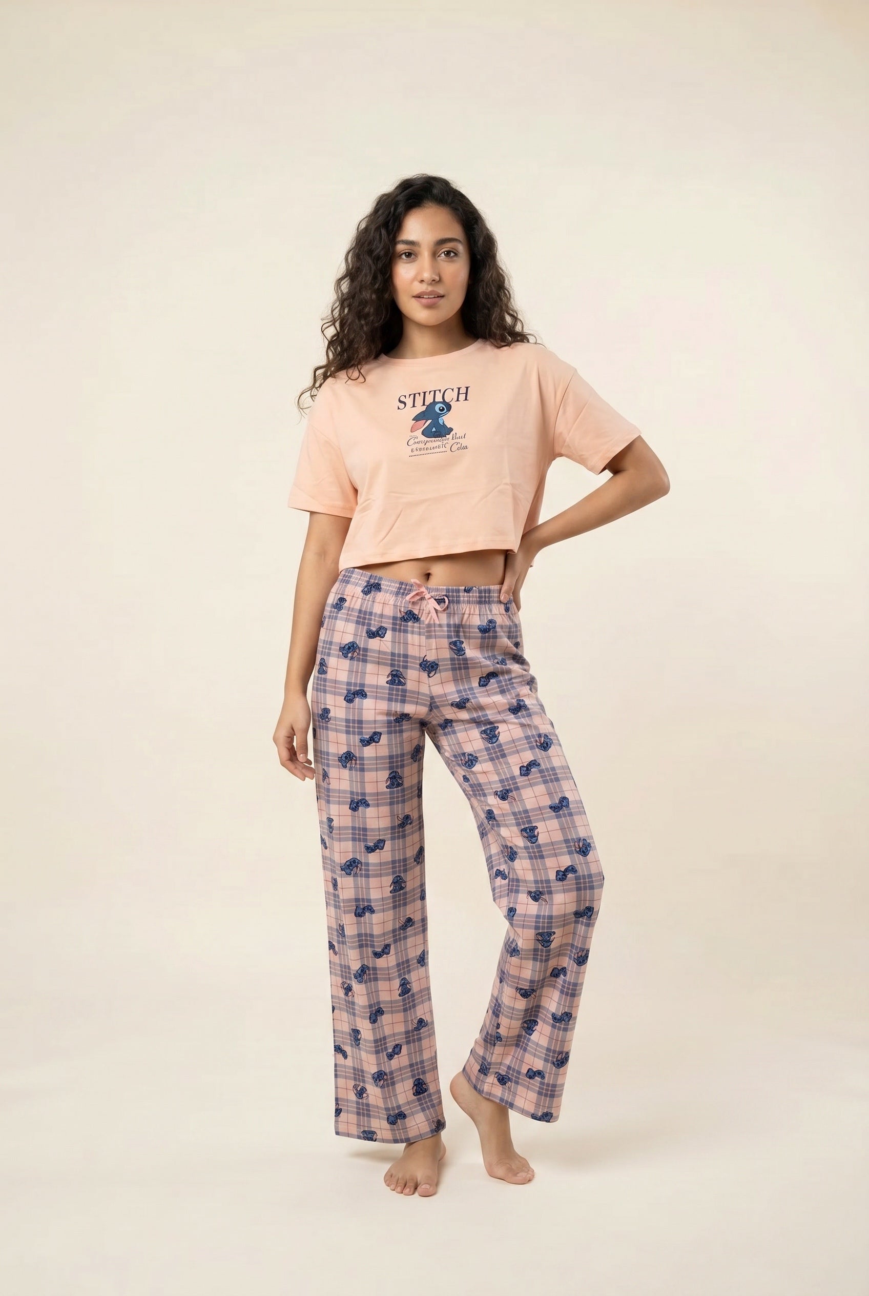 Cropped Tee & Plaid Pants Set