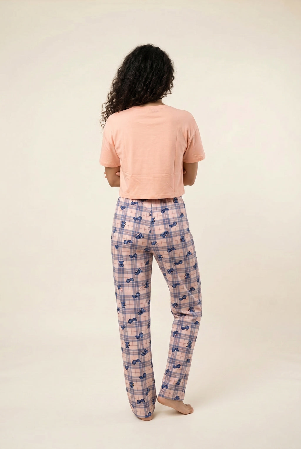 Cropped Tee & Plaid Pants Set