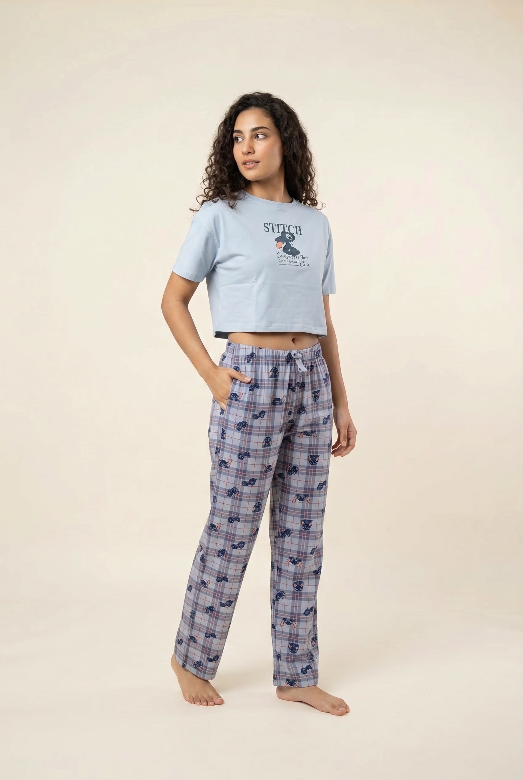 Cropped Tee & Plaid Pants Set